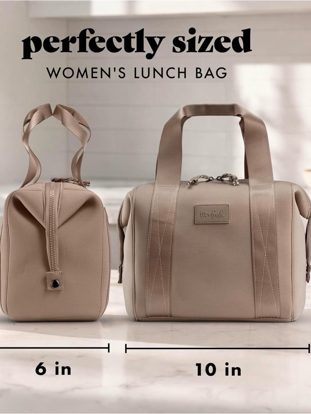 Fit & Fresh Remi Neoprene Lunch Bag— Taupe